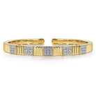 Gabriel & Co. Diamond Cut   14K Yellow Gold Demure Diamond Bangle Scallop Texture