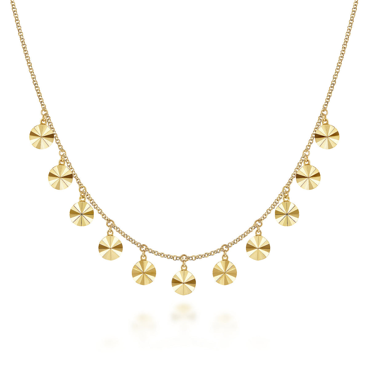 Gabriel & Co. Diamond Cut - 14K Yellow Gold Disc Drops Necklace