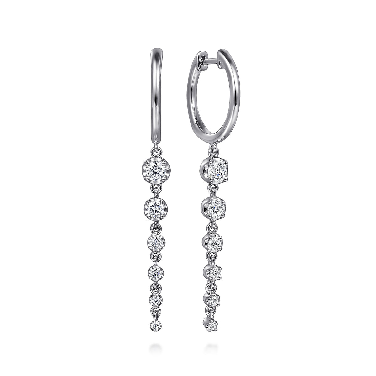 Gabriel & Co. Drop Earrings Huggie 14K White Gold Diamond 0.75ct