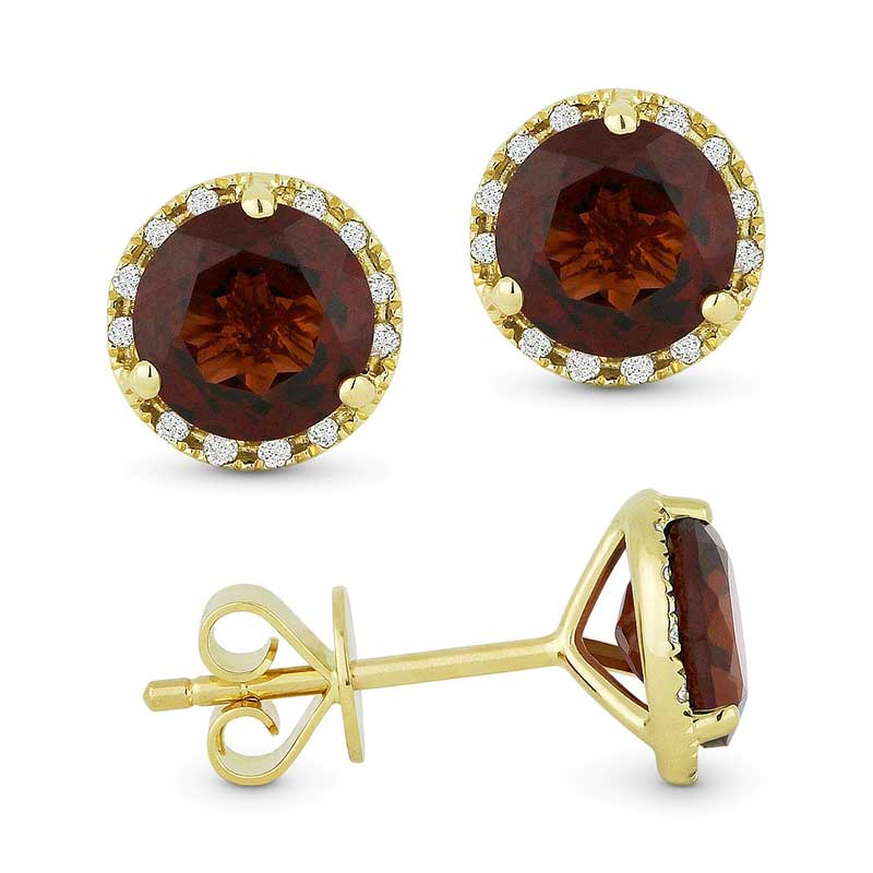 Madison L 14k Yellow Gold Garnet Earrings
