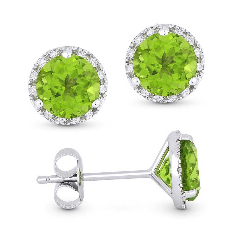 Madison L 14k White Gold Peridot Earrings