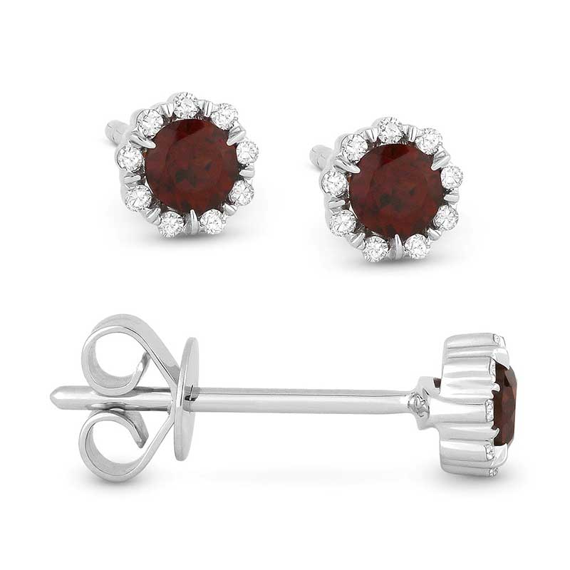 Madison L 14k White Gold Garnet Earrings