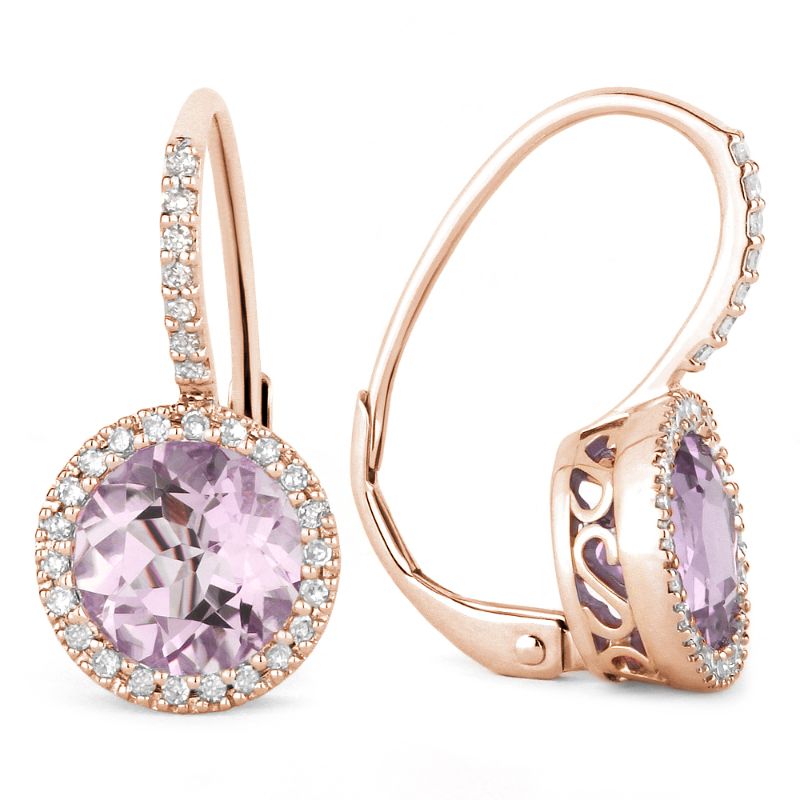 Madison L 14k Rose Gold Amethyst & Diamond Earrings
