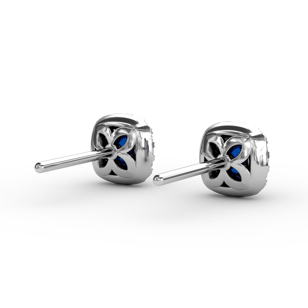 Fana 14k White Gold Cushion Cut Sapphire Stud Earrings