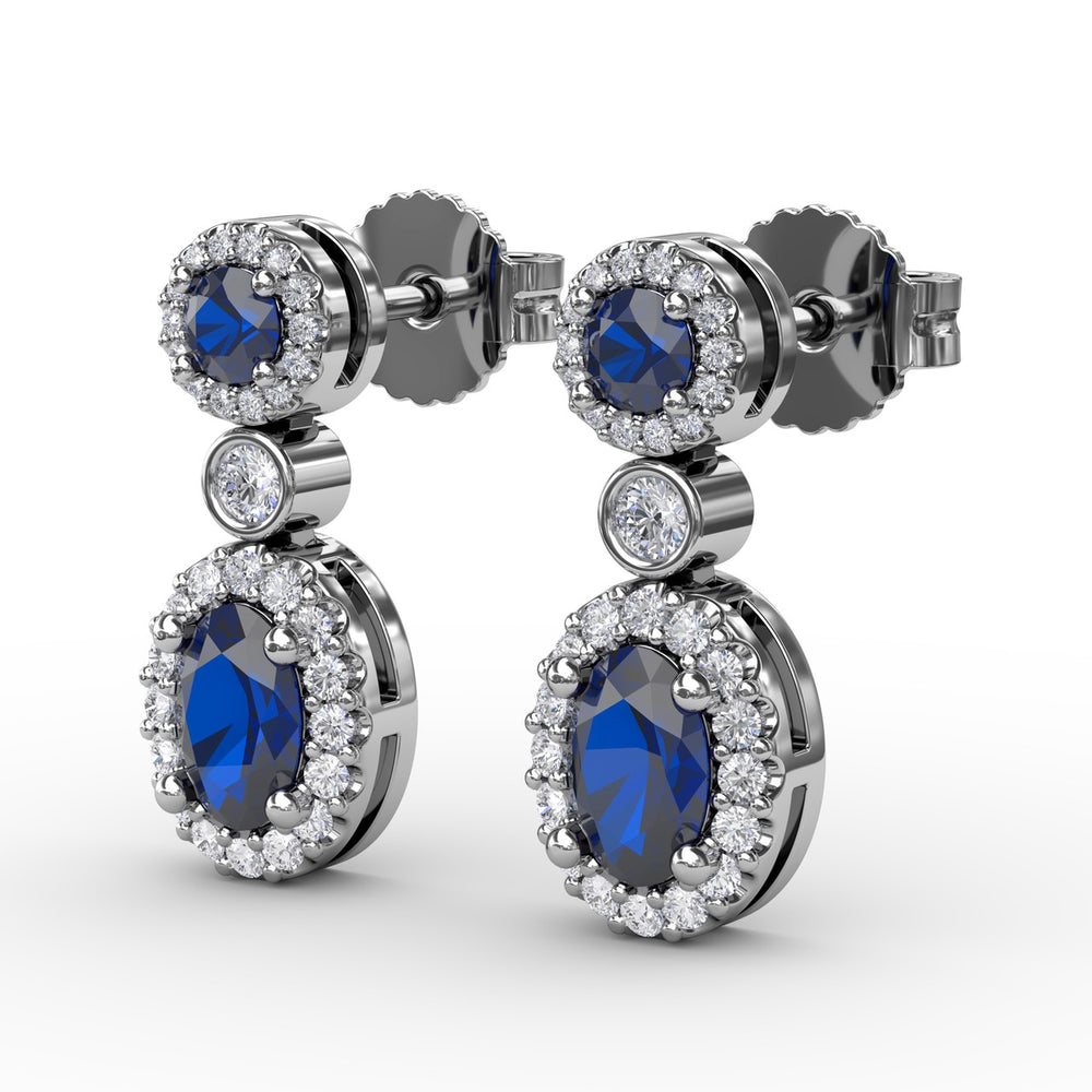 Fana 14k White Gold Set the Scene Sapphire and Diamond Dangle Earrings