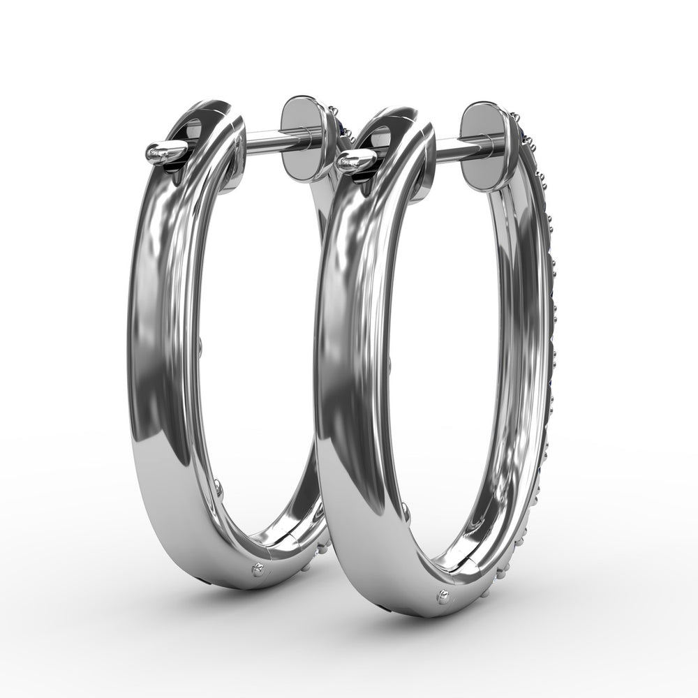 Fana 14k White Gold Alternaing Sapphire and Diamond Hoop Earrings