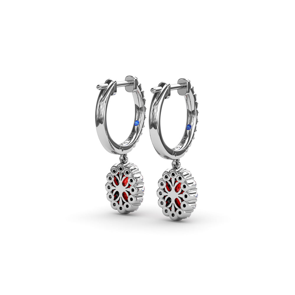 Fana 14k White Gold Dazzling Ruby and Diamond Drop Earrings