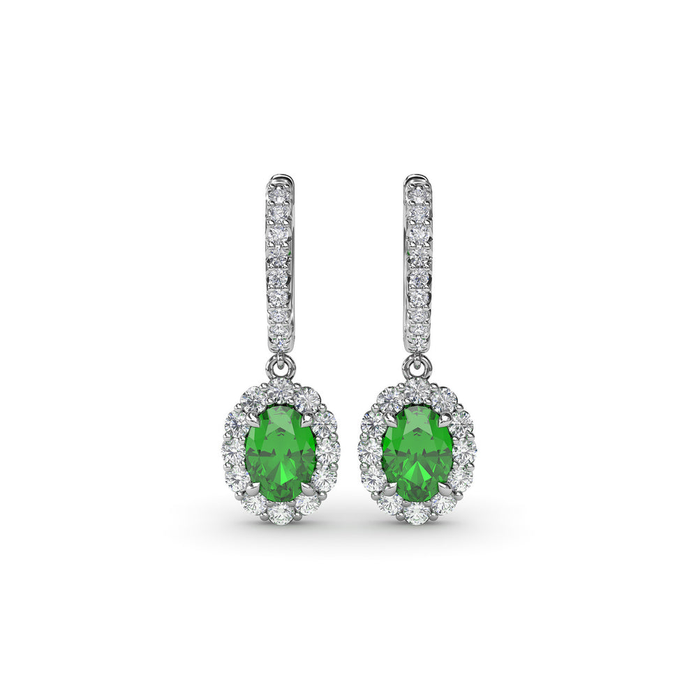 Fana 14k White Gold Dazzling Emerald and Diamond Drop Earrings