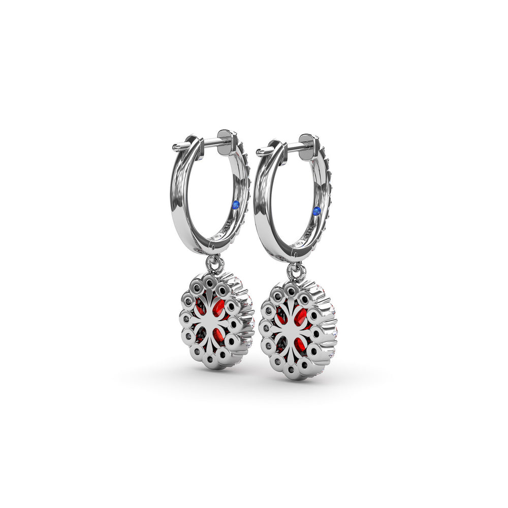 Fana 14k White Gold Dazzling Ruby and Diamond Drop Earrings