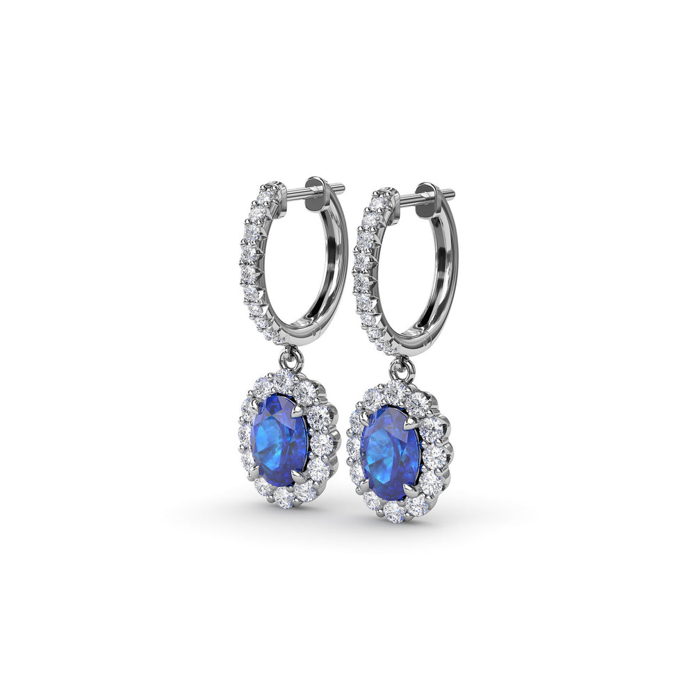 Fana 14k White Gold Dazzling Sapphire and Diamond Drop Earrings