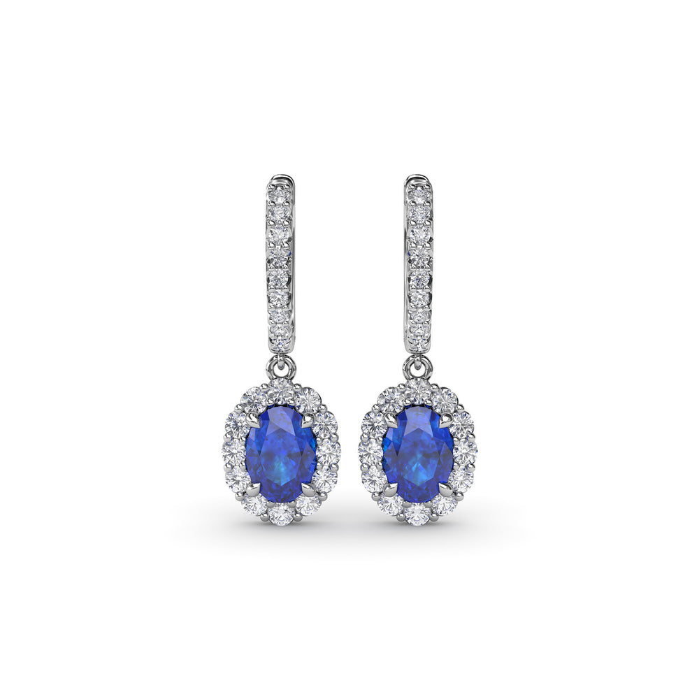 Fana 14k White Gold Dazzling Sapphire and Diamond Drop Earrings