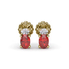 14k Yellow Gold Ruby & Diamond Earrings, 1.32ct