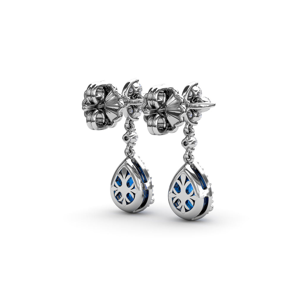 Fana 14k White Gold Sapphire and Diamond Teardrop Dangle Earrings