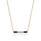 Gabriel & Co. Enamel - 14K Yellow Gold Diamond Bar Necklace with Black Enamel