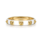 Gabriel & Co. 14K Yellow Gold Pyramid Stackable Ring with White Enamel LR52654E9Y4JJJ