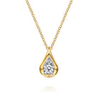 Gabriel & Co. Fiora - Pendant Necklace Teardrop 14K White and Yellow Gold Diamond 0.18ct