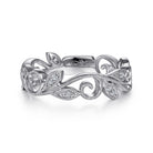 Gabriel & Co. Floral   14K White Gold Diamond Stackable Ring