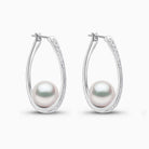 Yoko London Glitz 18k White Gold Akoya Pearl and Diamond Hoop Earrings