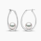 Yoko London Glitz 18k White Gold Akoya Pearl and Diamond Hoop Earrings