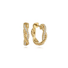 Gabriel & Co. Huggie Earrings 14K Yellow Gold Diamond 0.16ct 15mm