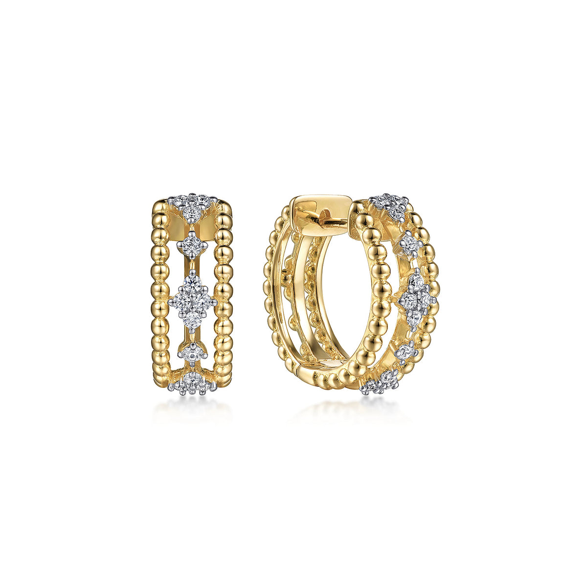 Gabriel & Co. Huggie Earrings 14K Yellow Gold Diamond 0.3ct 15mm