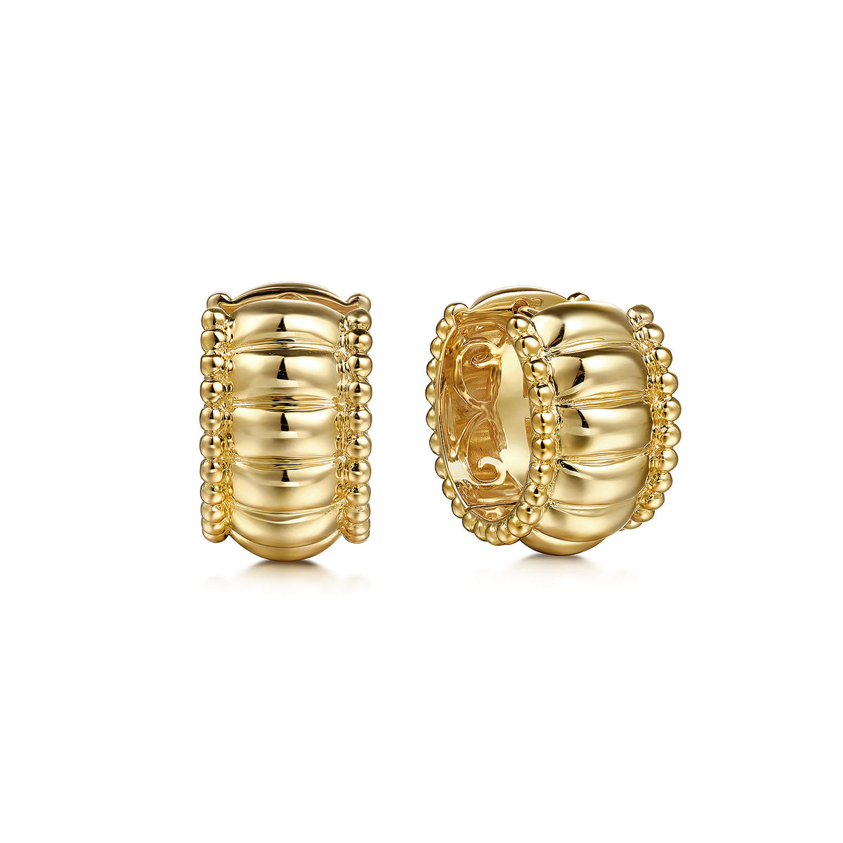 Gabriel & Co. Huggie Earrings 14K Yellow Gold Diamond 15mm Bujukan