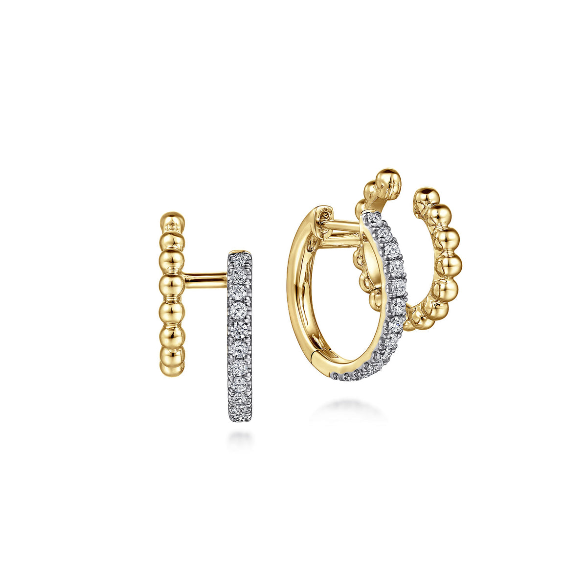 Gabriel & Co. Huggie Earrings Stuggies 14K Yellow Gold Diamond 0.35ct Bujukan