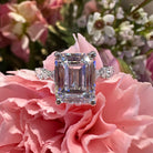 Simon G LR4007 Emerald Side Stone Engagement Ring