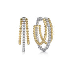 Gabriel & Co. Intricate Hoop Earrings 14K White and Yellow Gold Diamond 0.5ct Bujukan