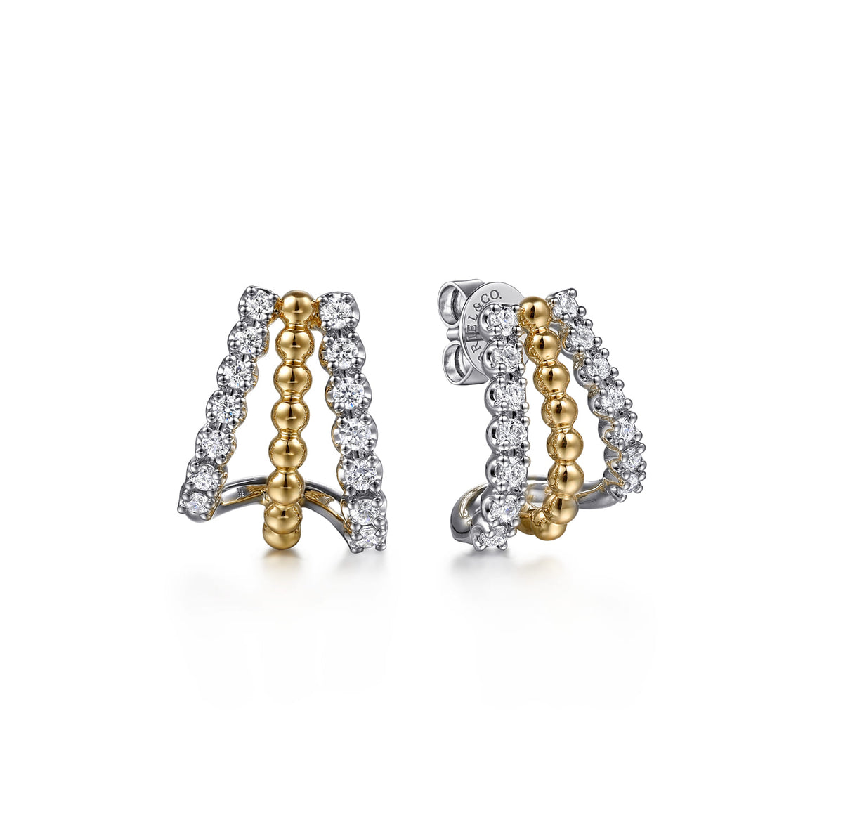 Gabriel & Co. J Hoop Earrings 14K White and Yellow Gold Diamond 0.35ct