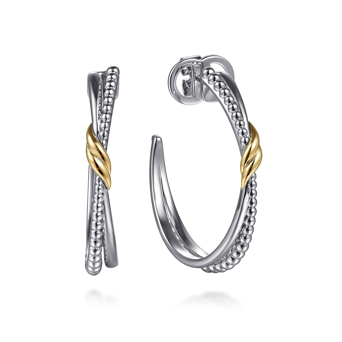 Gabriel & Co. J Hoop Earrings 14K Yellow Gold and 925 Sterling Silver Bujukan