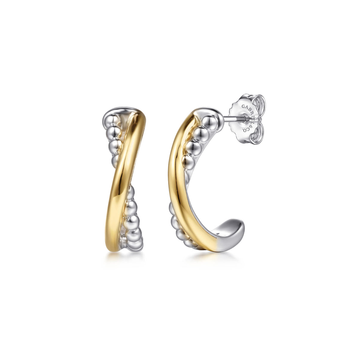Gabriel & Co. J Hoop Earrings 14K Yellow Gold and 925 Sterling Silver Bujukan