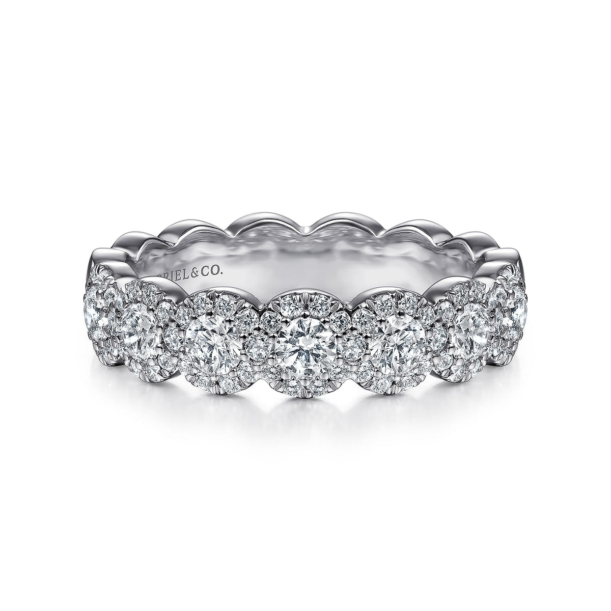 Gabriel & Co. Kios   14K White Gold Round Diamond Halo Anniversary Band
