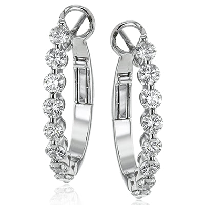 Simon G Fashion Hoop Earrings In 18K Gold With Diamonds (White)
