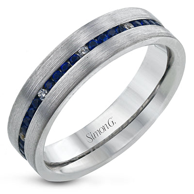 Simon G Men's Wedding Band In 14K Gold (White,Black)