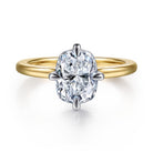 Gabriel & Co. 14k White & Yellow Gold Elongated Cushion Compass Prong Solitaire Diamond Engagement Ring, ER16858G10M4JJJ