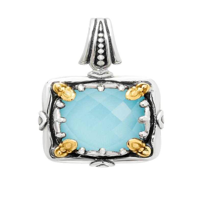 KONSTANTINO STERLING SILVER & 18K GOLD TURQUOISE DOUBLET PENDANT