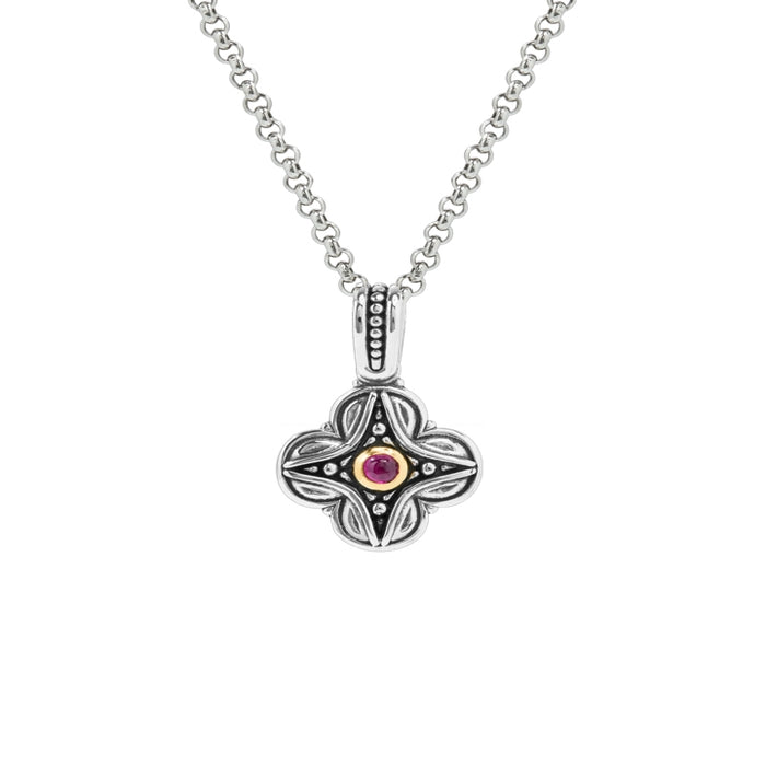 KONSTANTINO STERLING SILVER & 18K GOLD CORUNDUM PENDANT