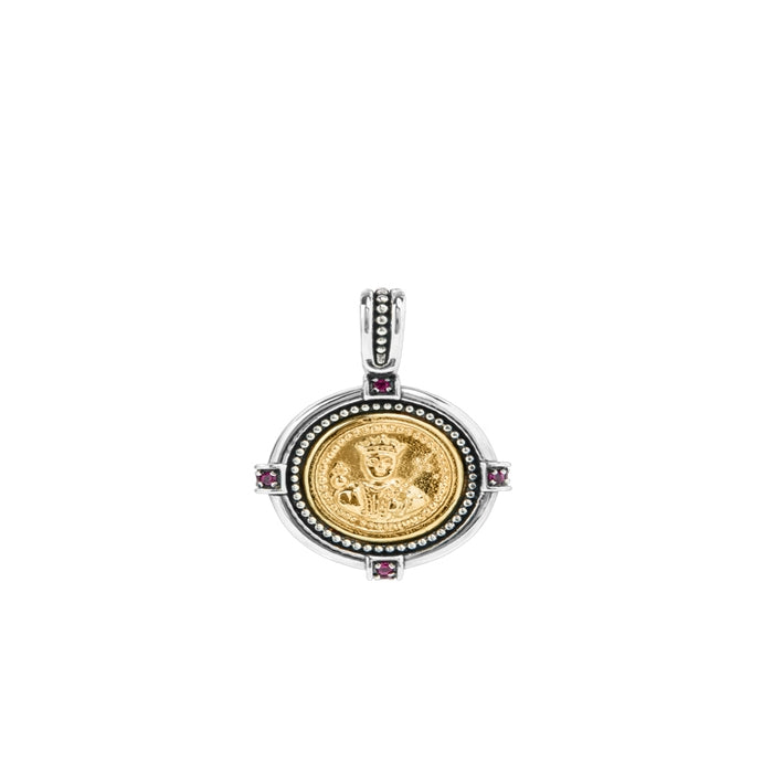 KONSTANTINO STERLING SILVER & 18K GOLD CORUNDUM PENDANT