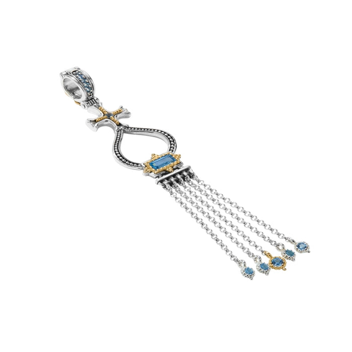 KONSTANTINO STERLING SILVER & 18K GOLD BLUE SPINEL PENDANT
