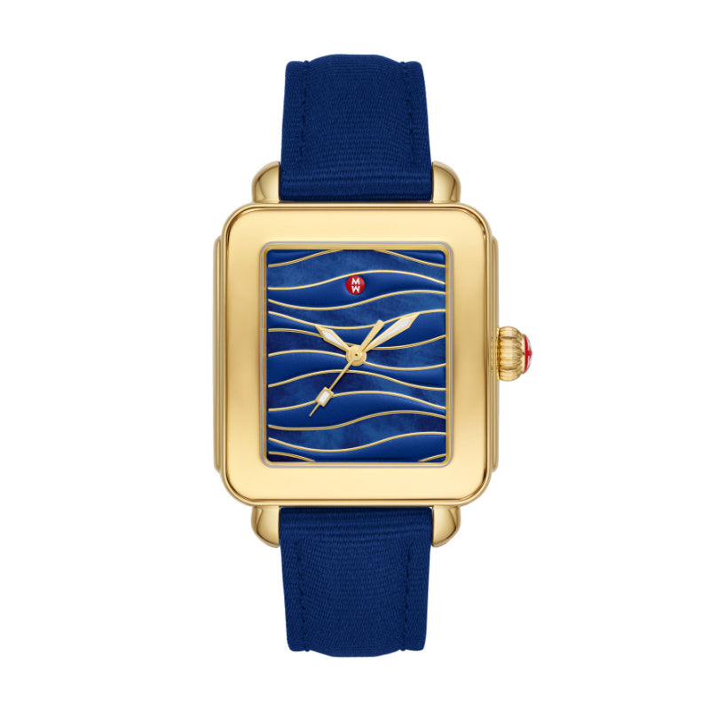 Michele Deco Sport Gold-Tone Midnight Ocean Material Watch