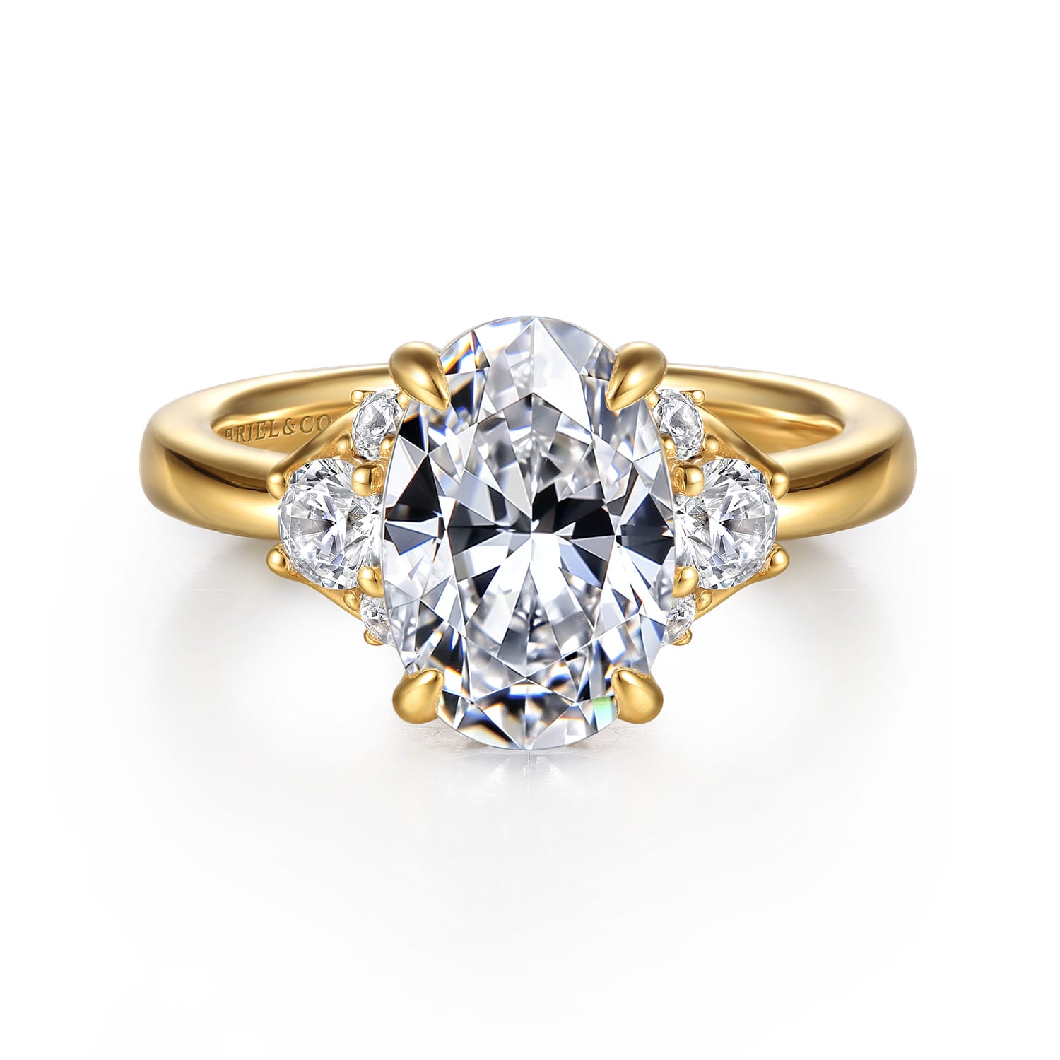 Gabriel & Co. 14k Yellow Gold Oval Lotus Diamond Engagement Ring, ER16714O8Y44JJ