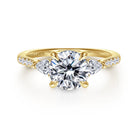 Gabriel & Co. 14k Yellow Gold Round Three Stone Lotus Diamond Engagement Ring, ER16486R6Y44JJ