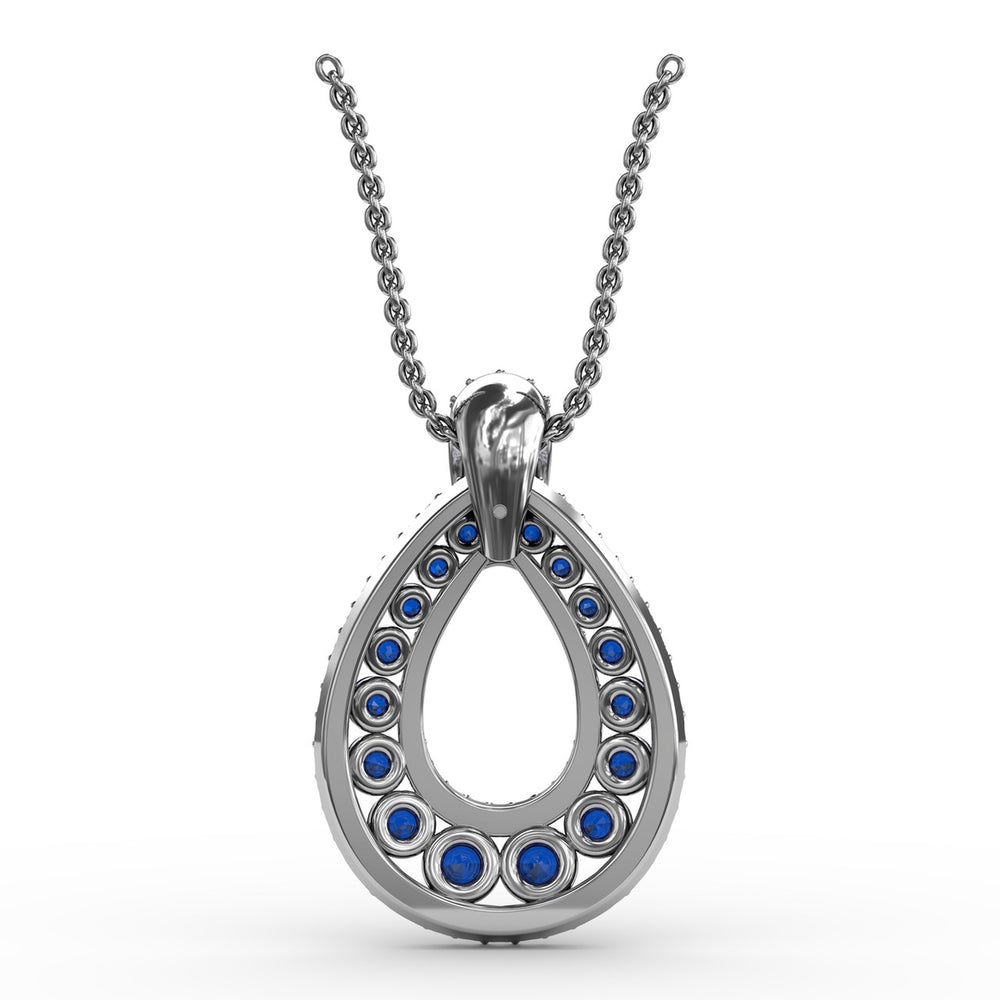 Fana 14k White Gold Steal The Spotlight Sapphire and Diamond Pendant