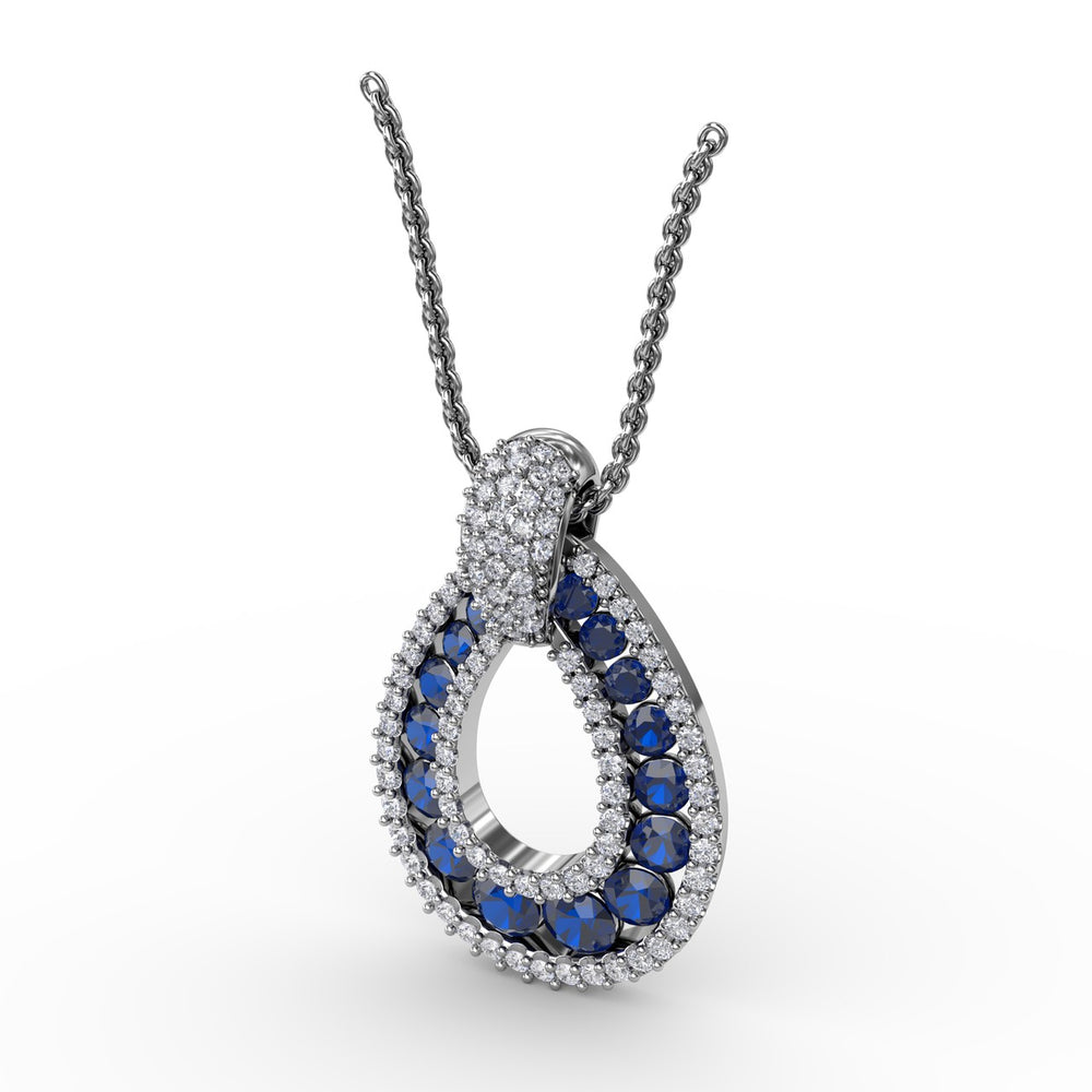 Fana 14k White Gold Steal The Spotlight Sapphire and Diamond Pendant