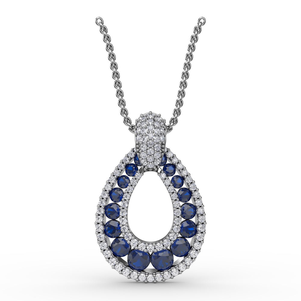 Fana 14k White Gold Steal The Spotlight Sapphire and Diamond Pendant