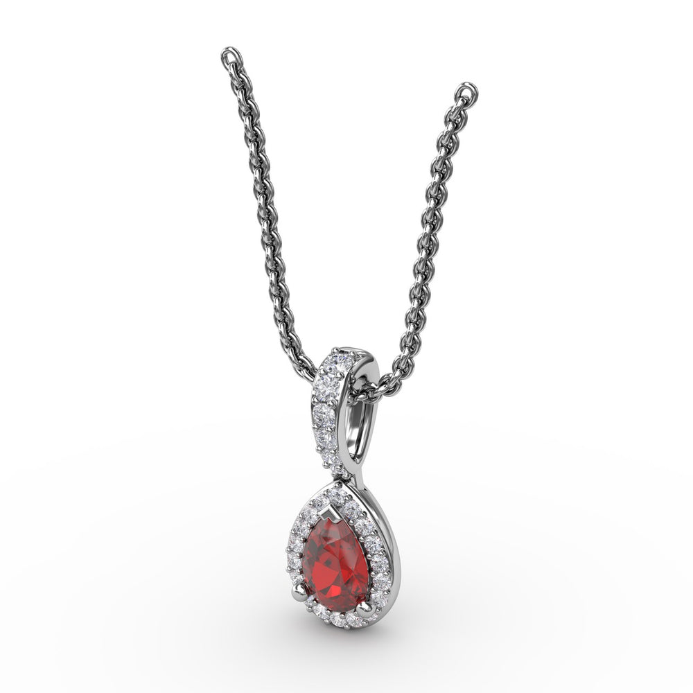 Fana 14k White Gold Statement Ruby and Diamond Pendant