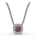 Fana 14K White Gold Classic Round Ruby Diamond Pendant