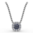 Fana 14K White Gold Classic Round Sapphire Diamond Pendant