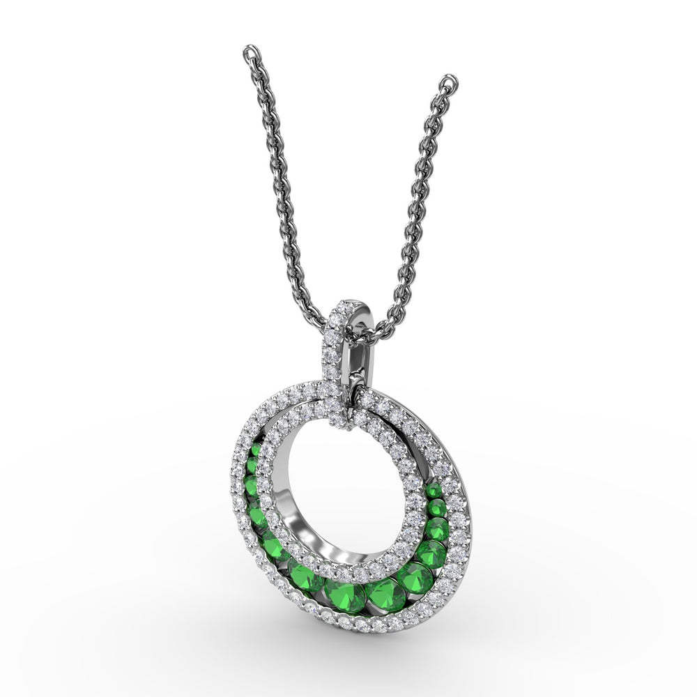 Fana 14k White Gold Always and Forever Emerald Pendant